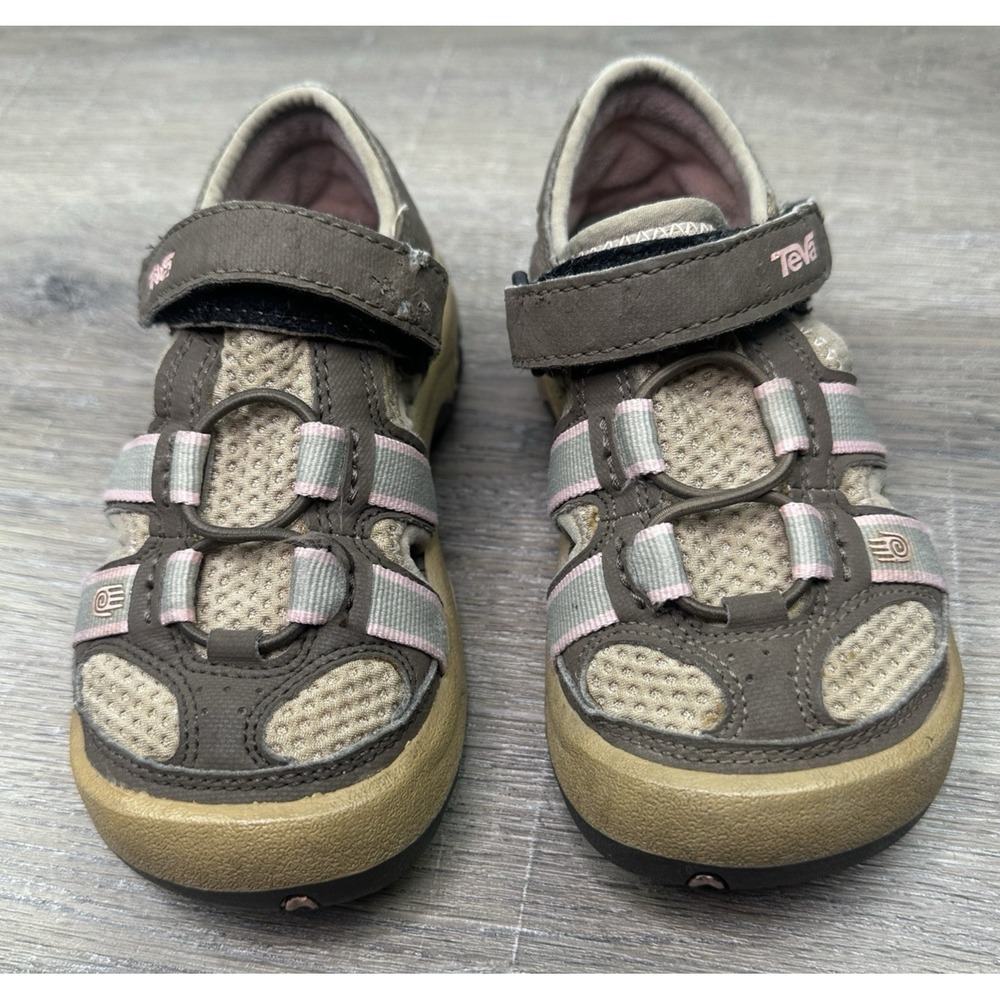 TEVA Taupe Pink Water Beach Sandal Shoes Toddler Girls Size 11 Hook Loop